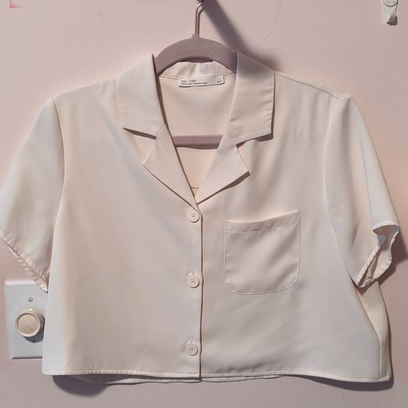 OAK + FORT CROPPED COLLARED BLOUS 🐇 - Picture 5 of 8